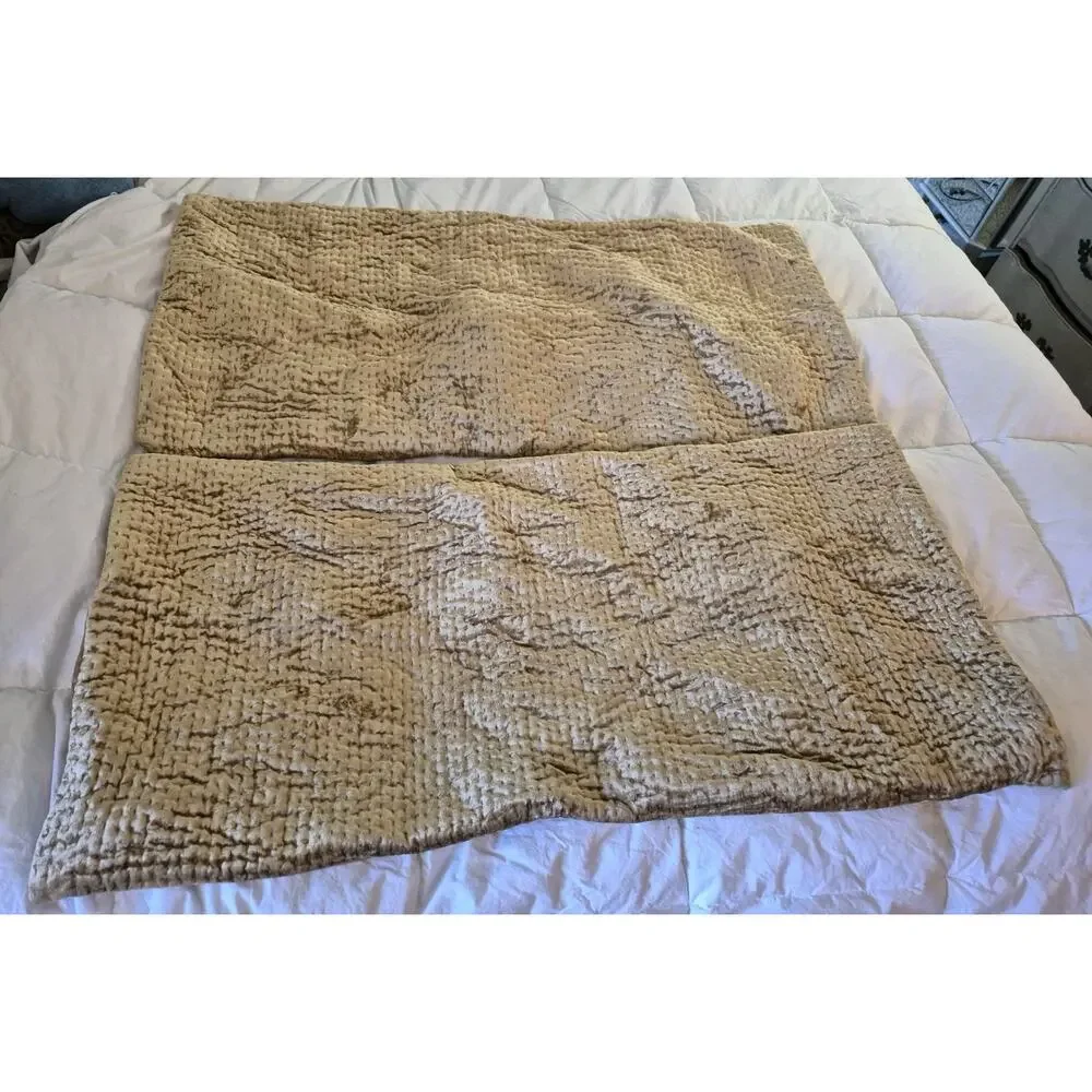 💥 Rare King Restoration Hardware Velvet Pick Stitch Sham (2) Gold 40 X 19